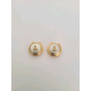 Trussardi Cuff Button Cover Silver/Gold Color Round Logo Vintage 2 Piece Set